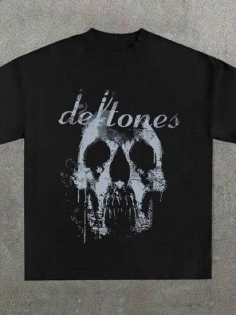 Black Tee with White Skull Deftones Graphic